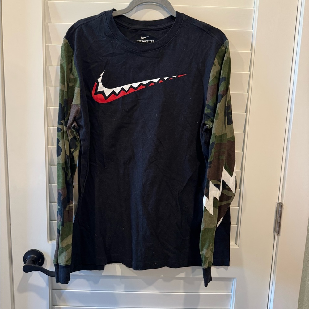 Nike Black Long Sleeve Shirt with Camo Sleeves